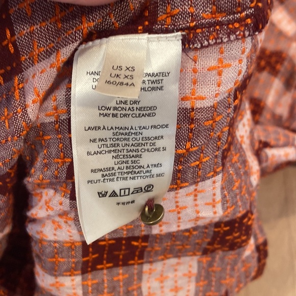 NWT Gingham check wool blend babydoll peplum top pilcro by Anthropologie xs - Picture 12 of 16